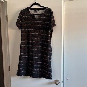 Ellen Tracy Black and Pink Striped Midi Dress